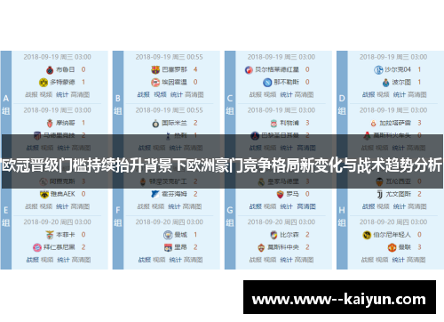 欧冠晋级门槛持续抬升背景下欧洲豪门竞争格局新变化与战术趋势分析 欧冠晋级门槛持续抬升背景下欧洲豪门竞争格局新变化与战术趋势分析